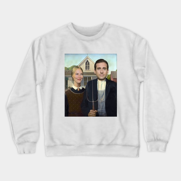 Michael and Holly from the The Office in American Gothic Crewneck Sweatshirt by DavidLoblaw